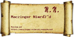 Maczinger Nimród névjegykártya